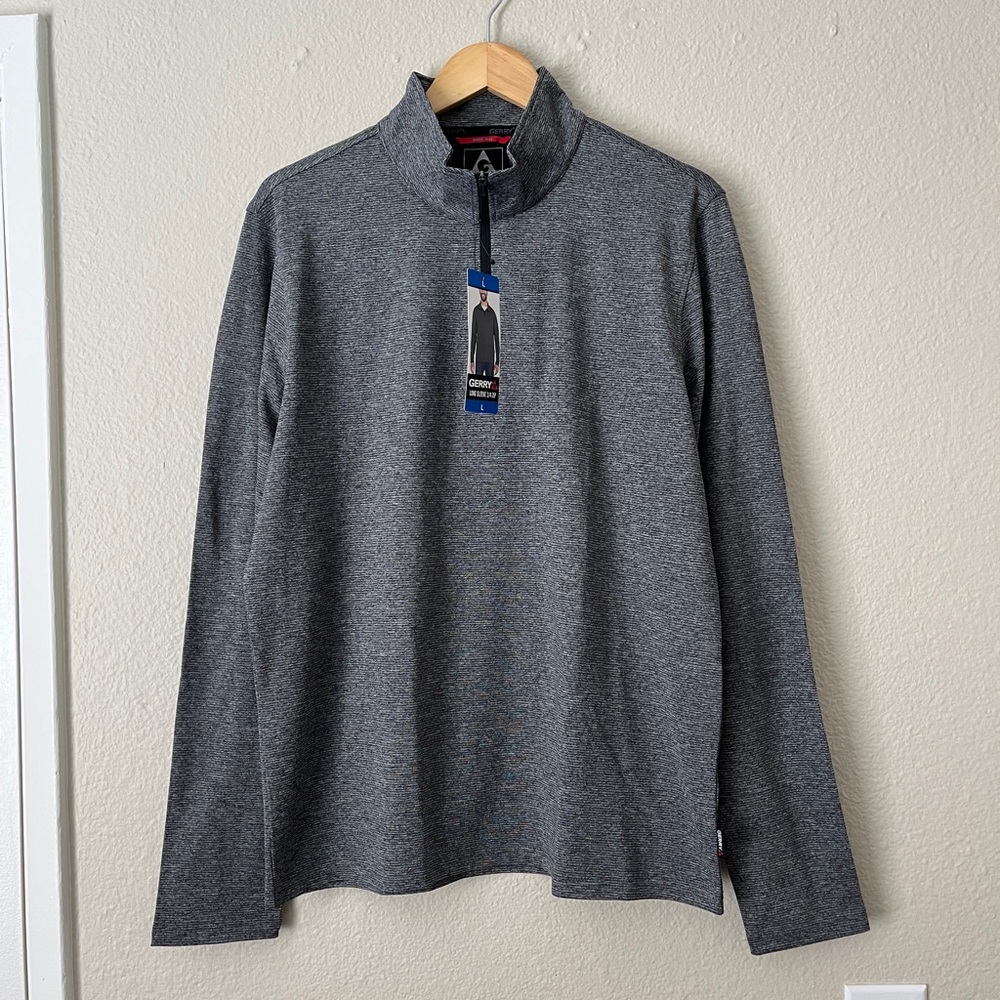 NWT Gerry Long Sleeve 1/4 Zip Shirt Men Large Grey - Picture 2 of 9